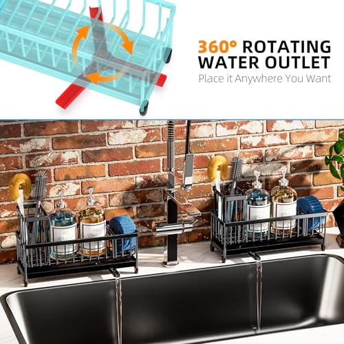 Moforoco Extra Large Stainless Steel Kitchen Sink Caddy - Black
