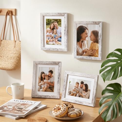 Fixwal 5x7 Distressed White Picture Frame - MDF with Plexiglass