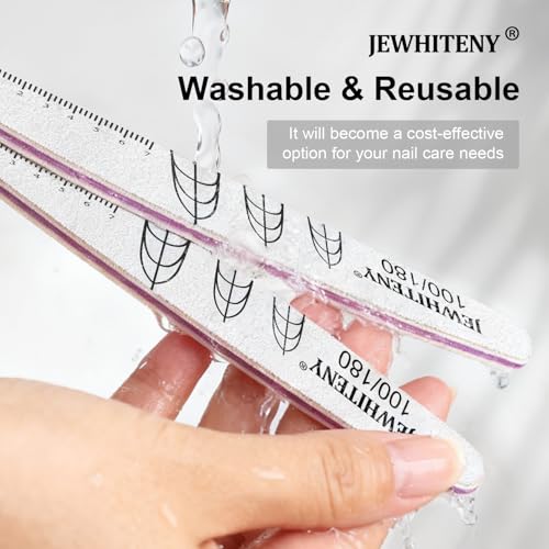 JEWHITENY 9-Piece Dual-Sided Nail File Set 100/180 Grit Emery Boards