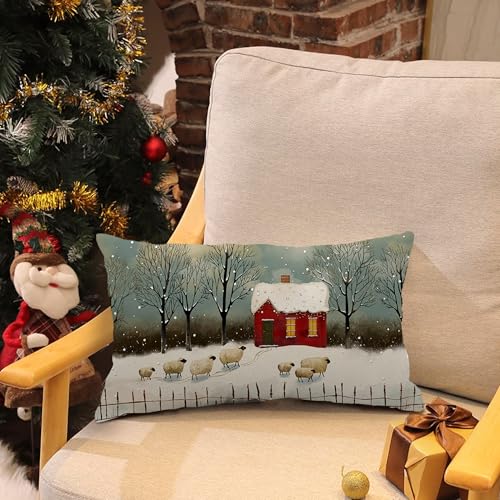 Christmas Pillow Cover - 12x20 Watercolor Snowflake Design