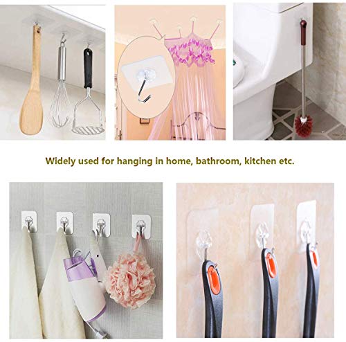 20 Pack Heavy Duty Transparent Adhesive Hooks - Waterproof & Reusable
