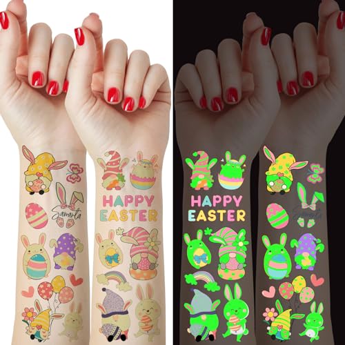 Glow in the Dark Easter Temporary Tattoos Party Favors 60 Pcs