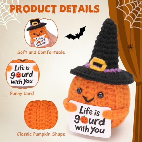 Handmade Crochet Pumpkin with Encouragement Card - Cute Halloween Decor