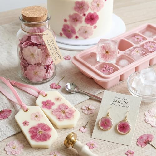 50PCS Pink Flower Cake Decorations - Natural Sakura Toppers