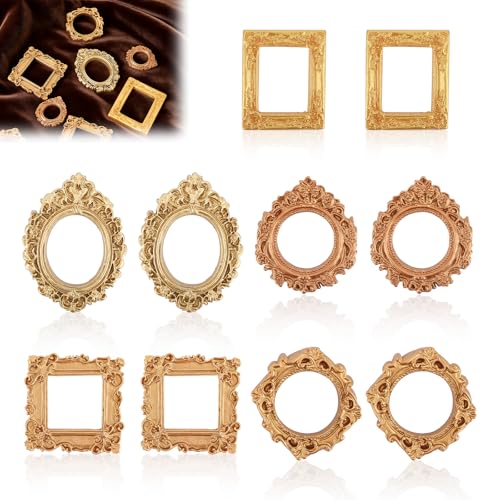 10pcs Mini Gold Picture Frames - Vintage Resin Photo Display