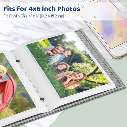 Fintie Snowflake Gray Wallet Photo Album for 4x6 Photos, 52 Pockets, Portable Keepsake Organizer
