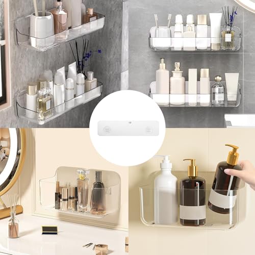 2 Pack Shower Caddy Adhesive Shelf - No Drill Wall Mount, 10.5x2.8 in