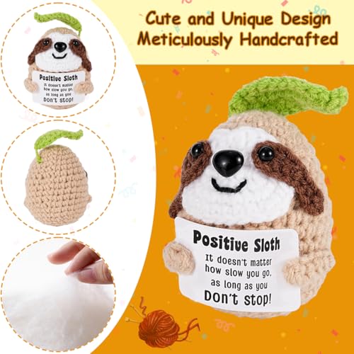 Handmade Positive Crochet Sloth with Encouragement Card