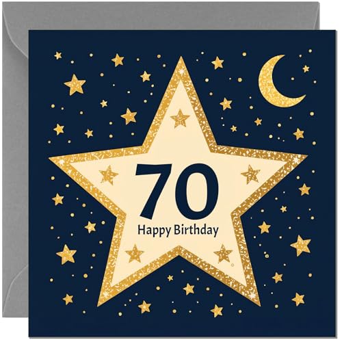 70th Birthday Card for Men - Navy Starry Galaxy Design