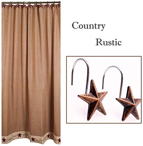 CHICTIE Star Shower Curtain Hooks - Set of 12 Retro Bronze Rustproof Rings