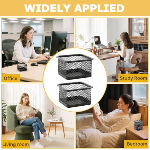 Metal Mesh Paper Clip Holder for Desk - 2pcs Office Organizer Dispenser