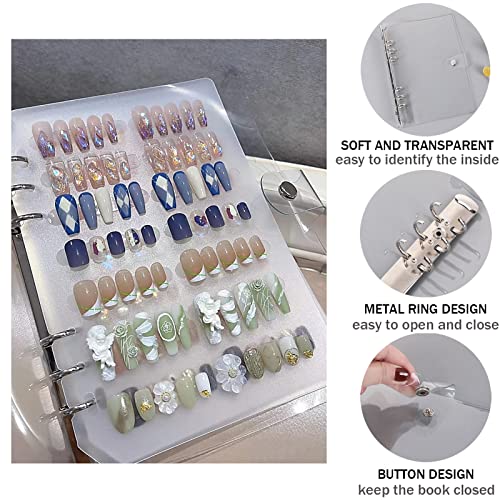 Press On Nail Organizer Book - 9.44x7.08 Inch Clear Storage Display Case