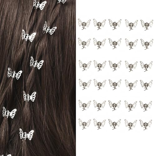 Metal Butterfly Hair Clips for Braids and Dreadlocks - 30 Pack