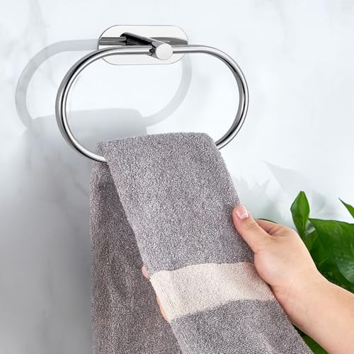Self-Adhesive Stainless Steel Towel Ring - Modern Oval Design