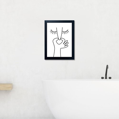 Framed Black and White Bathroom Wall Art | Funny Toilet Humor Canvas Print Decor