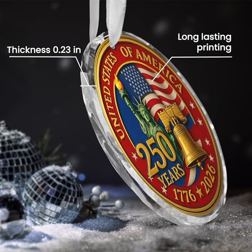 FLAGWIX USA 250th Anniversary Glass Ornament - Liberty Legacy Red Design