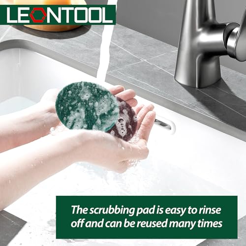 LEONTOOL 4-Inch Drill Powered Scouring Pad Cleaning Kit for Tile and Tub