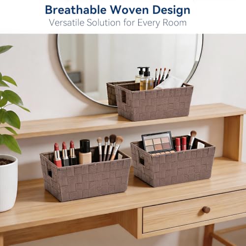 Whitmor Woven Strap Storage Tote, Small Java Basket, 11.42 x 6.5 Inch