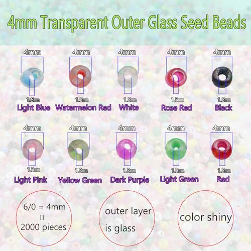 Rose Red 4mm Glass Seed Beads - 2000pcs for DIY Jewelry Making