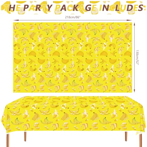 Banana Party Tablecloths - 4 Pack Waterproof Table Covers 86" x 51"