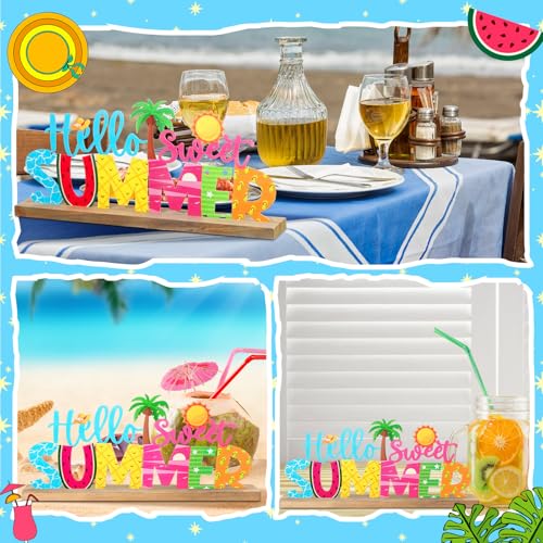 Hello Sweet Summer Metal Table Sign, Coastal Farmhouse Shelf Decor