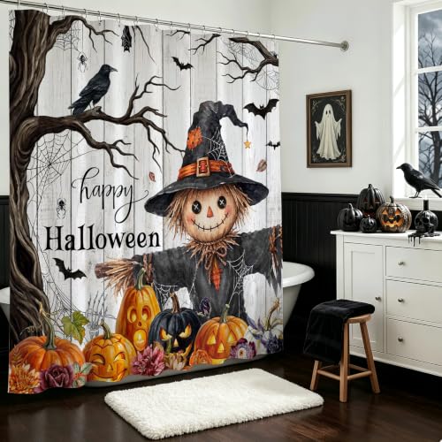 Spooky Ghost Halloween Shower Curtain - Waterproof Polyester