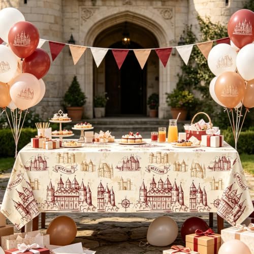 4 Pack Wizard Tablecloths - Vintage Castle Design for Parties 51x86
