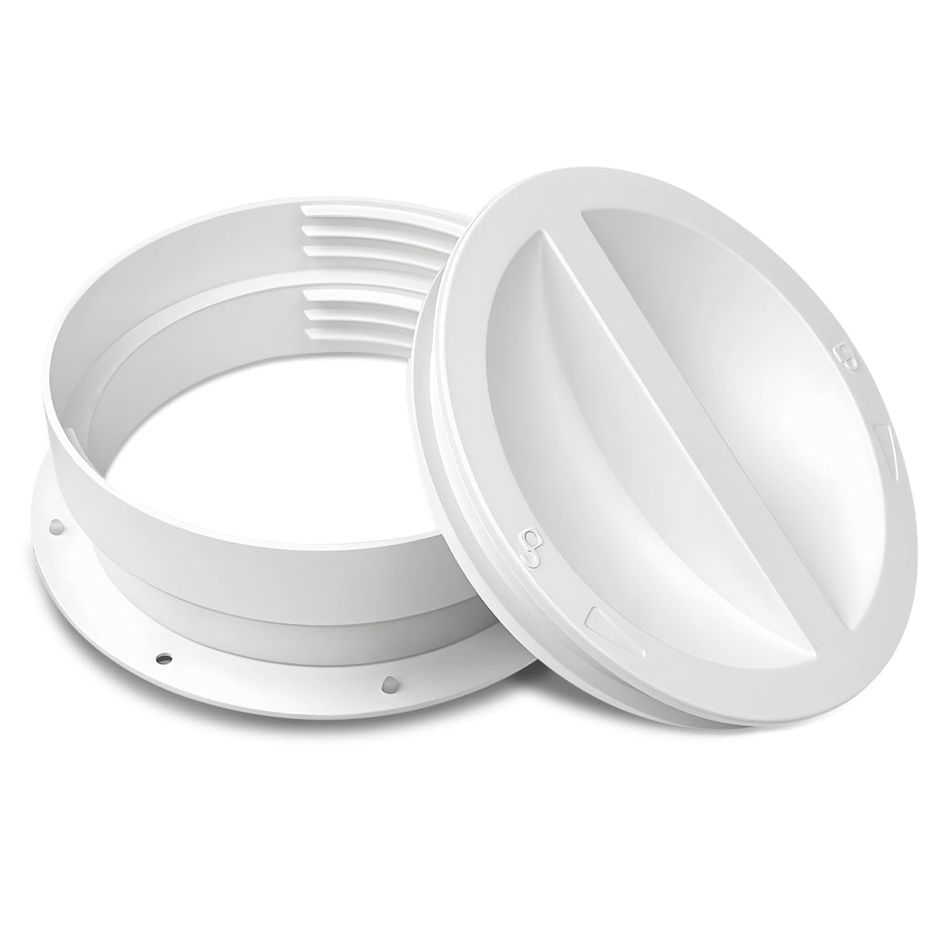 CCTP 1 Set Dual Size Wall Mount Connector for Portable Ac Vent Ac Exhaust Hose,Fit 6 and 6.5 Inches Hose,with Cover Plug(White)
