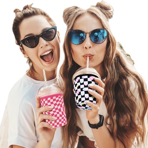 Amintiri Reusable Neoprene Iced Coffee Sleeve 3-Pack - Black Leopard Walk