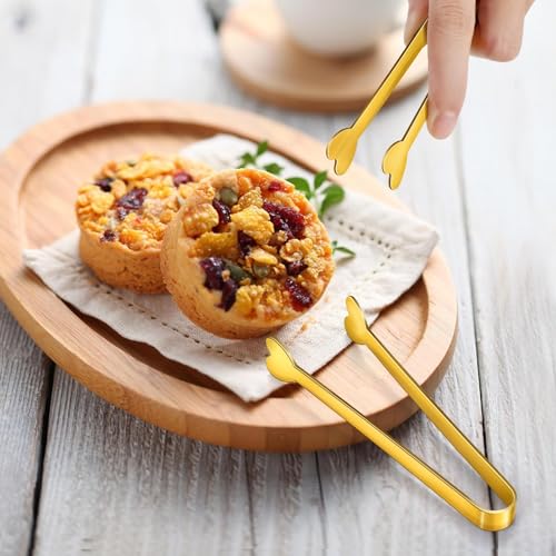 Gold Mini Serving Tongs Set - 8 PCS Stainless Steel Kitchen Utensils