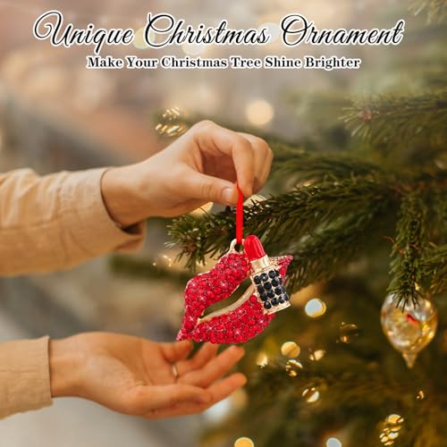 Red Lip Christmas Ornament - Lipstick Tree Keepsake, 2-1 Variation