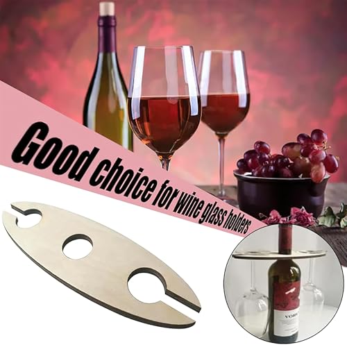 3-Piece Wooden Wine Rack Set for 1 Bottle & 2 Glasses - Rustic Home Bar Organizer