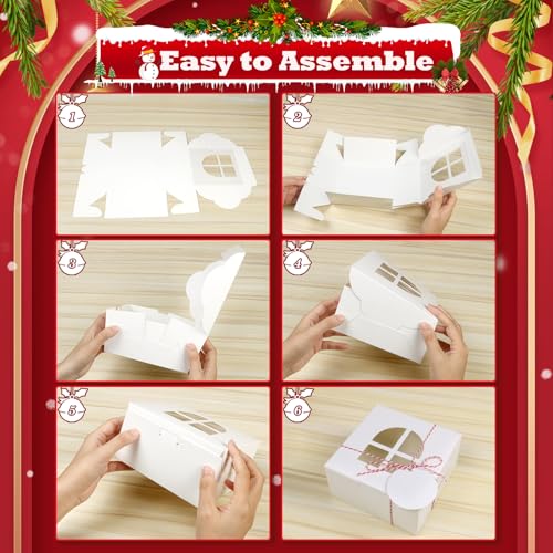 Christmas Cookie Gift Boxes with Window - 18 Pack, 4x4x2.5 Inch, White