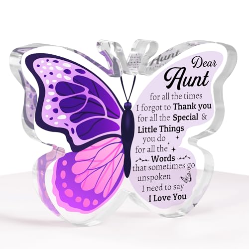 Aunt Acrylic Plaque - Engraved Butterfly Gift from Niece
