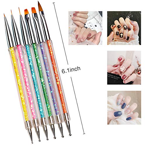 iminoo 6PCS Double Ended Nail Art Brushes and Dotting Pens Set