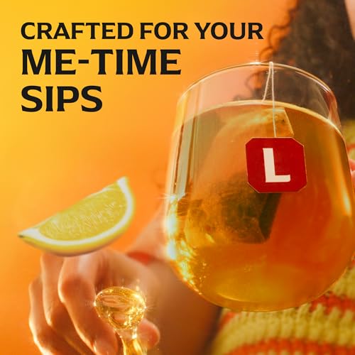 Lipton Lemon Ginger Herbal Tea - 80 Count (Pack of 4) - Caffeine Free Tea Bags