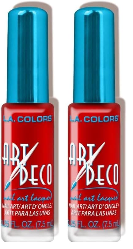 L.A. Colors Art Deco Red Nail Polish 0.25 Fl Oz Pack of 2