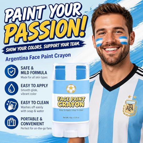 Argentina Face Paint Stick 3-in-1 Sweatproof Flag Crayon