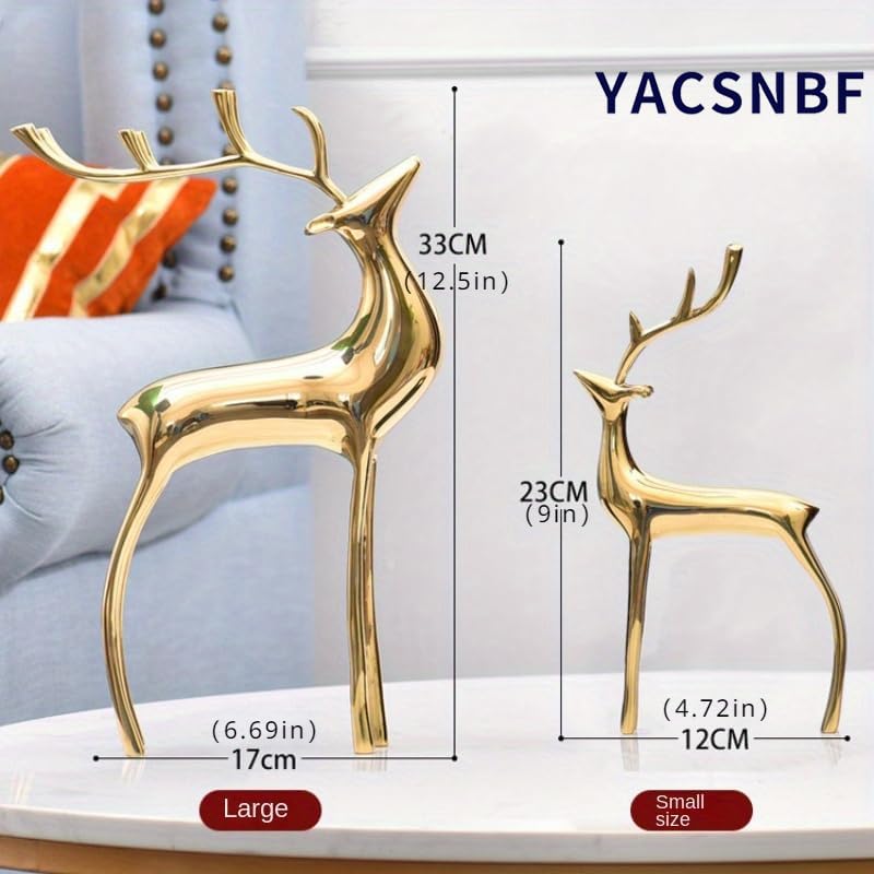 Set of 2 Copper Reindeer Figurines Christmas Decorations Home & Garden