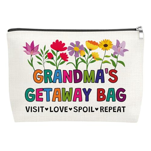 Grandma Makeup Bag Cotton Linen Travel Cosmetic Pouch Gift for Nana