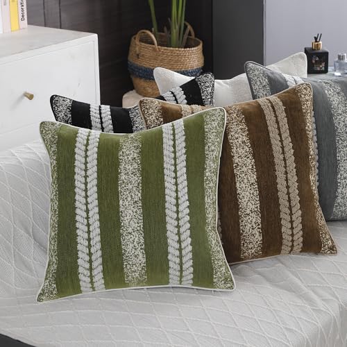 Boho Throw Pillow Covers Set of 2 - Soft Chenille for Couch