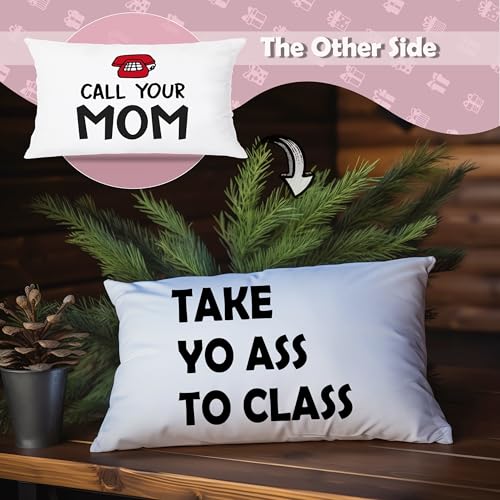 Funny Call Your Mom Pillow Covers 20x12 - Cozy Flannel Dorm Decor