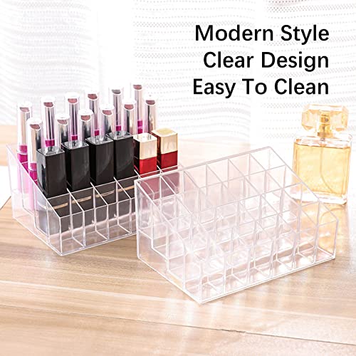 24-Slot Clear Acrylic Lipstick & Lip Gloss Organizer Display Rack