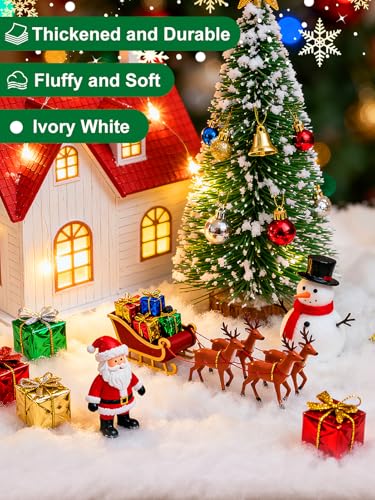 4 Pack Fluffy Fake Snow Blankets for Christmas Decorations - 3x8 Ft, Variation 4