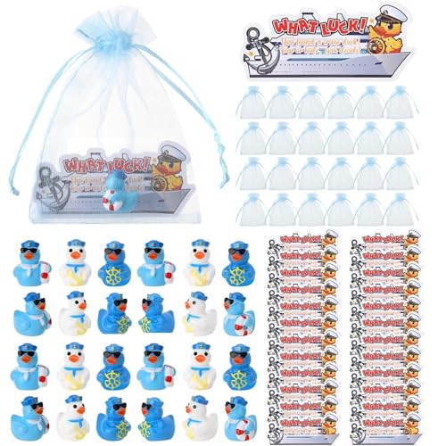 24 Mini Sailor Cruise Ducks with Inspirational Cards & Bags