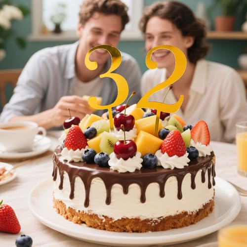 Gold Acrylic Number 3 Cake Topper for Birthdays & Weddings