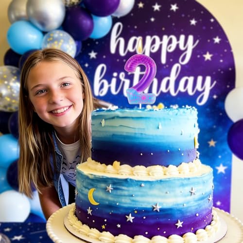 Ghost Spider 3rd Birthday Cake Candle - Purple & Pink Number 3