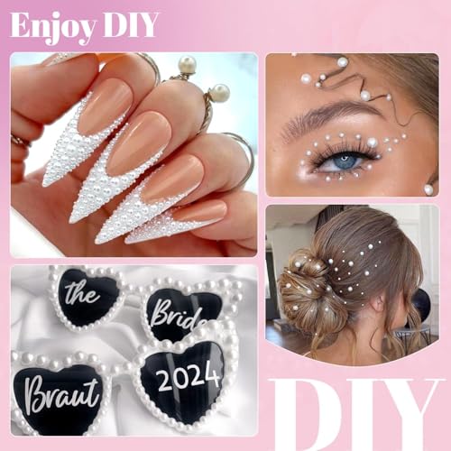 Flatback Pearl Beads Kit with B7000 Glue, Tweezers and Pickup Pen for DIY Crafts