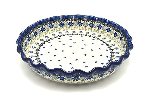Polish Pottery Baker - Pie Dish - Fluted - Silver Lace