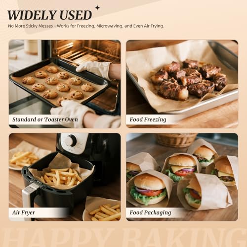 Jazb Pre-Cut Parchment Paper Sheets, 200 Pcs, 9x13 Inches - Non-Stick for Baking & Grilling